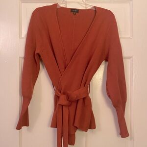 Burnt orange belted sweater